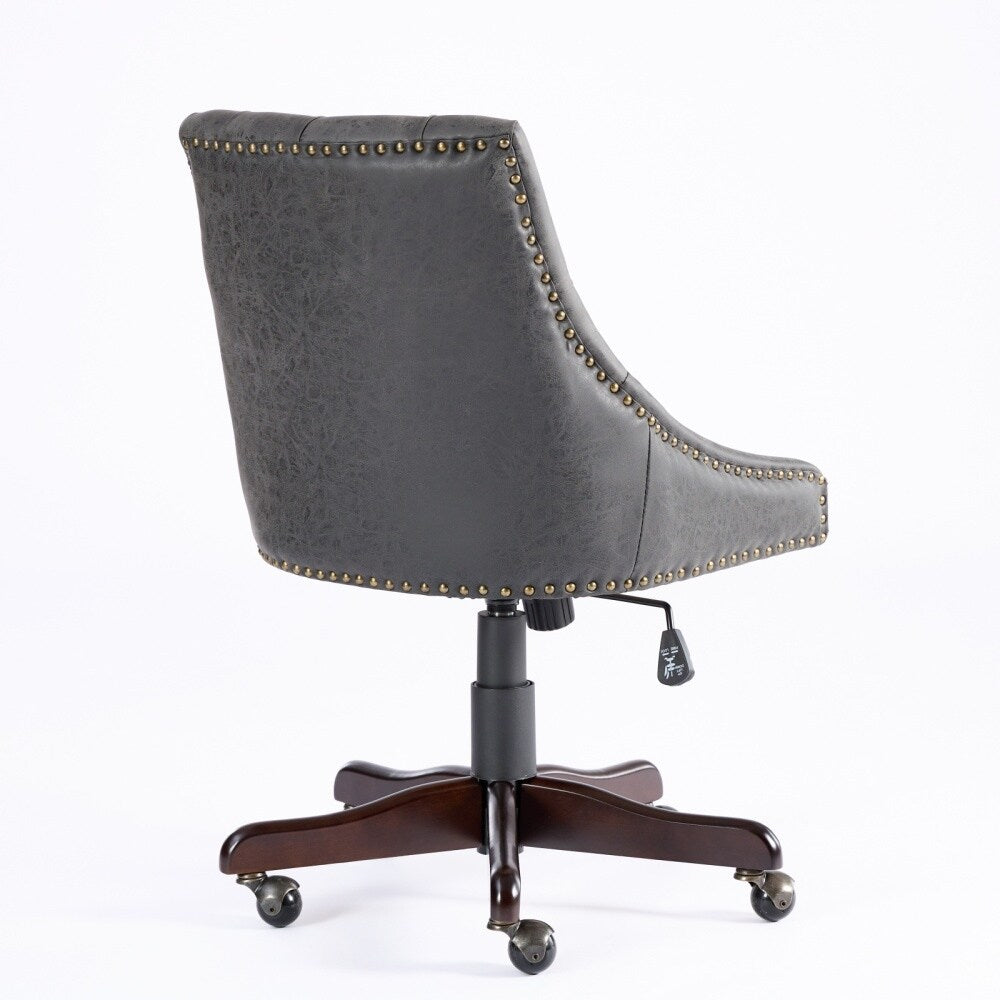 Retro Style Sheepskin Fabric Home Office Chair with Lift, Swivel and Recline Functions