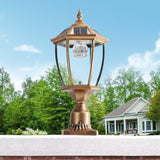 Retro gold Solar Outdoor Post Lanterns With Dimmable LED