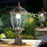 Retro gold Solar Outdoor Post Lanterns With Dimmable LED