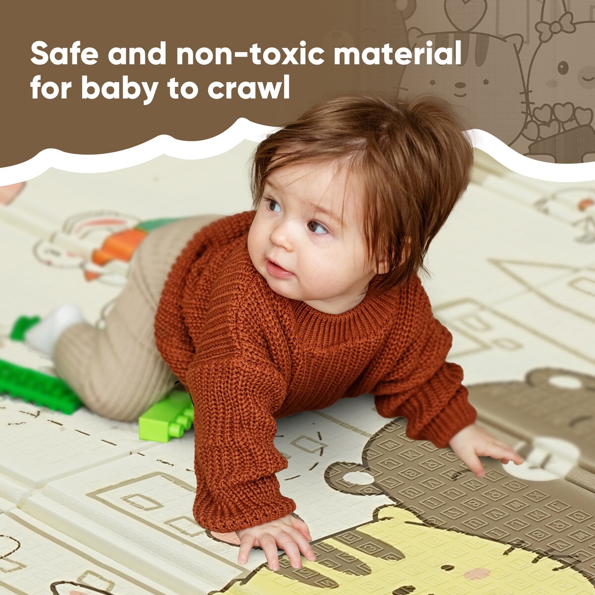 Ainfox Reversible Foldable Baby Play Mat Waterproof and Anti-Slip Rug