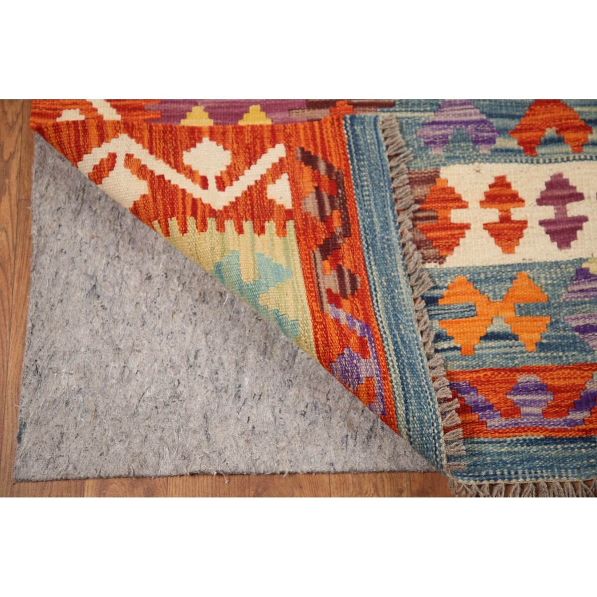 Reversible Kilim Area Rug Flat-weave Wool Carpet - 8'7"x 11'6"