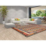Reversible Kilim Oriental Area Rug Multi-Color Flatweave Wool Carpet - 10'4"x 13'1"