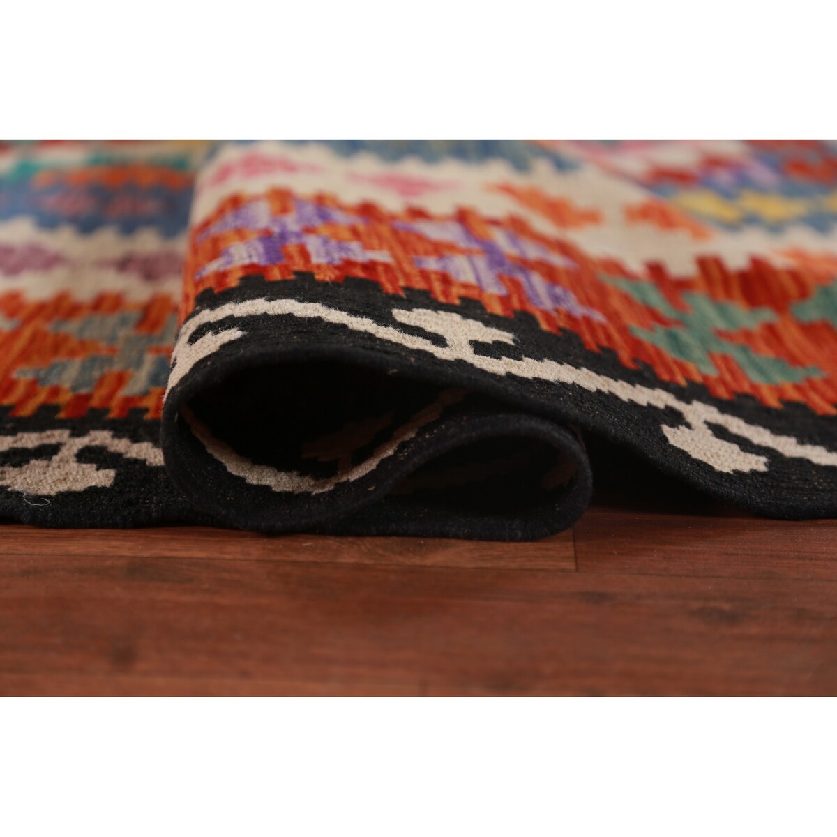 Reversible Kilim Oriental Area Rug Multi-Color Flatweave Wool Carpet - 10'4"x 13'1"