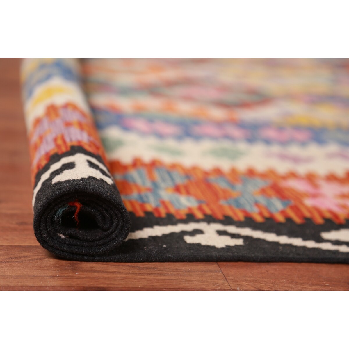 Reversible Kilim Oriental Area Rug Multi-Color Flatweave Wool Carpet - 10'4"x 13'1"