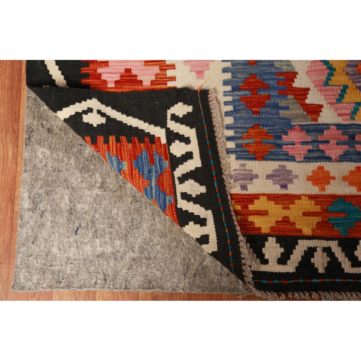 Reversible Kilim Oriental Area Rug Multi-Color Flatweave Wool Carpet - 10'4"x 13'1"