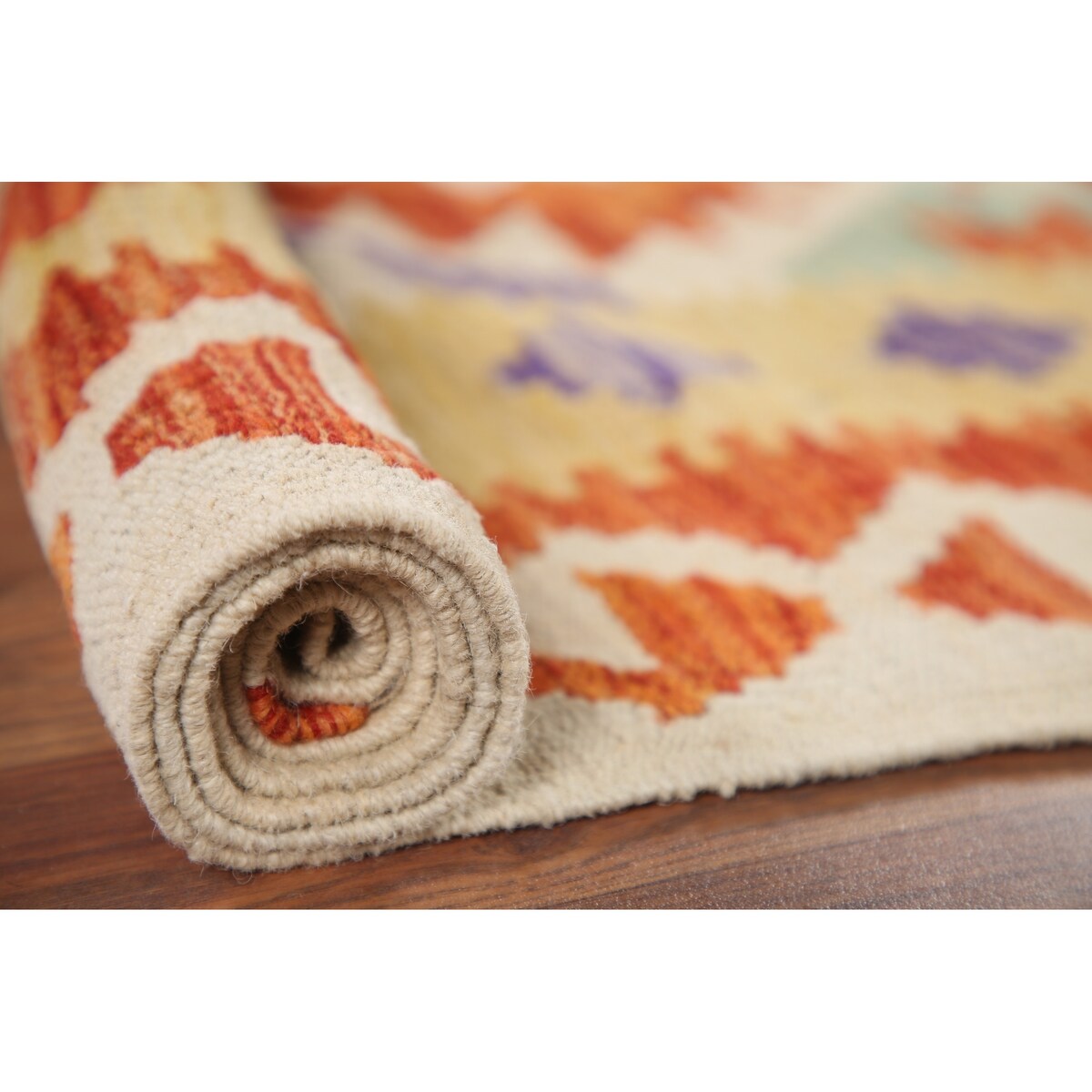 Reversible Kilim Rug Flatweave Multicolor Wool Carpet - 5'9"x7'11"