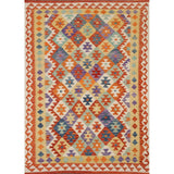 Reversible Kilim Rug Flatweave Multicolor Wool Carpet - 5'9"x7'11"