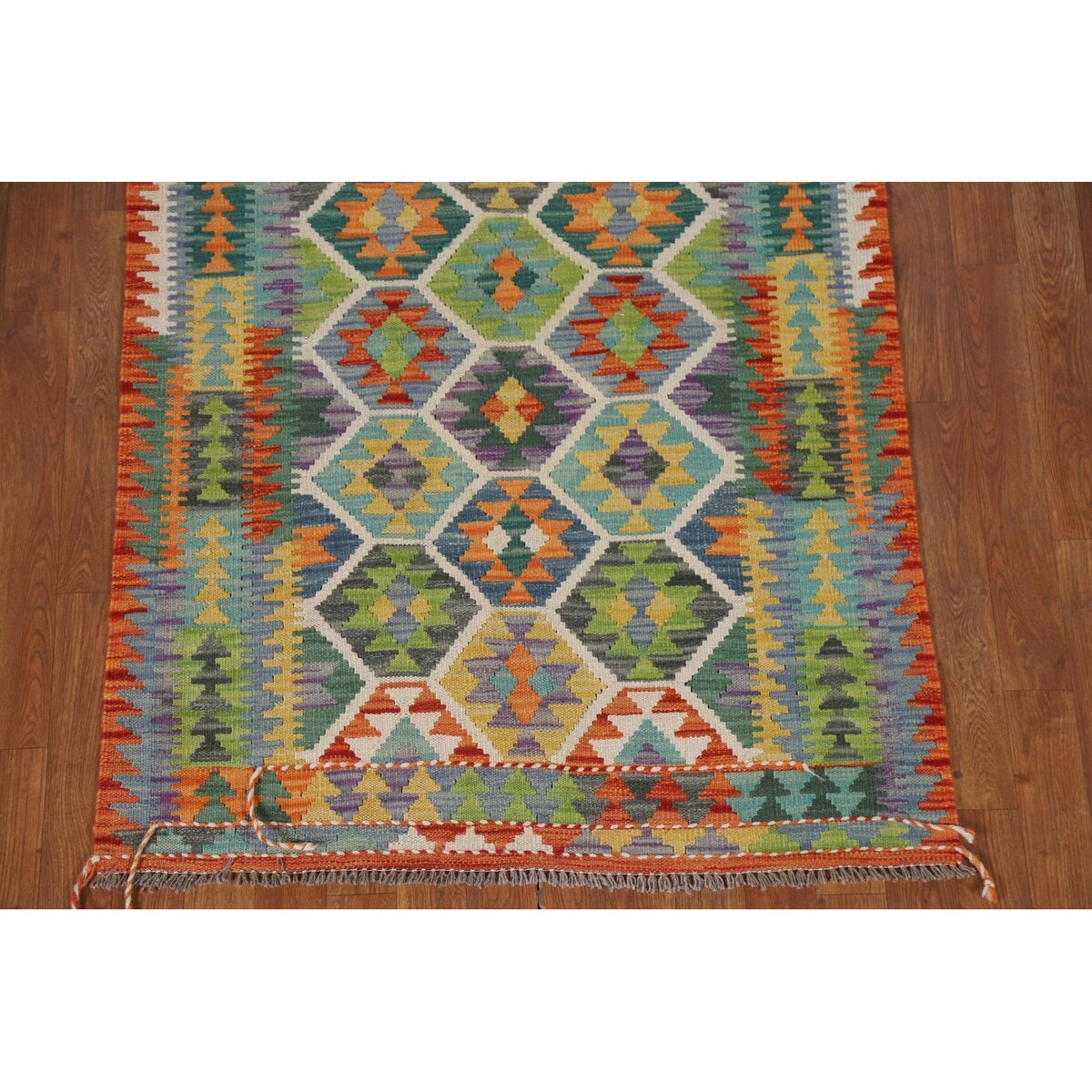 Reversible Kilim Rug Hand-Woven Wool Foyer Carpet - 3'4"x 5'4"