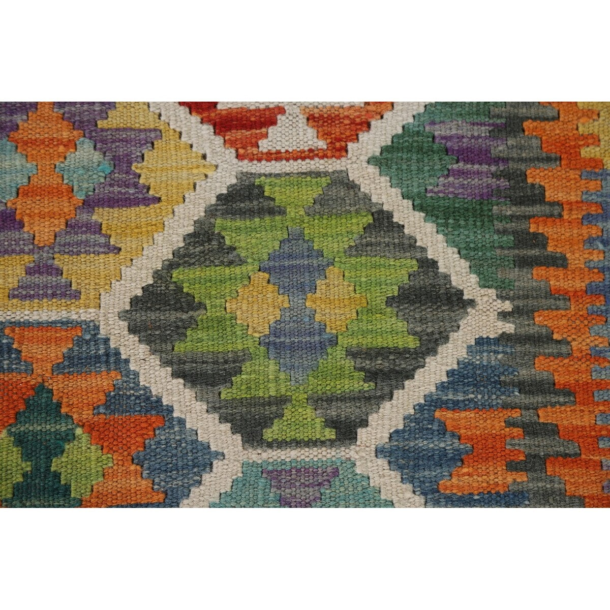Reversible Kilim Rug Hand-Woven Wool Foyer Carpet - 3'4"x 5'4"