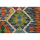 Reversible Kilim Rug Hand-Woven Wool Foyer Carpet - 3'4"x 5'4"