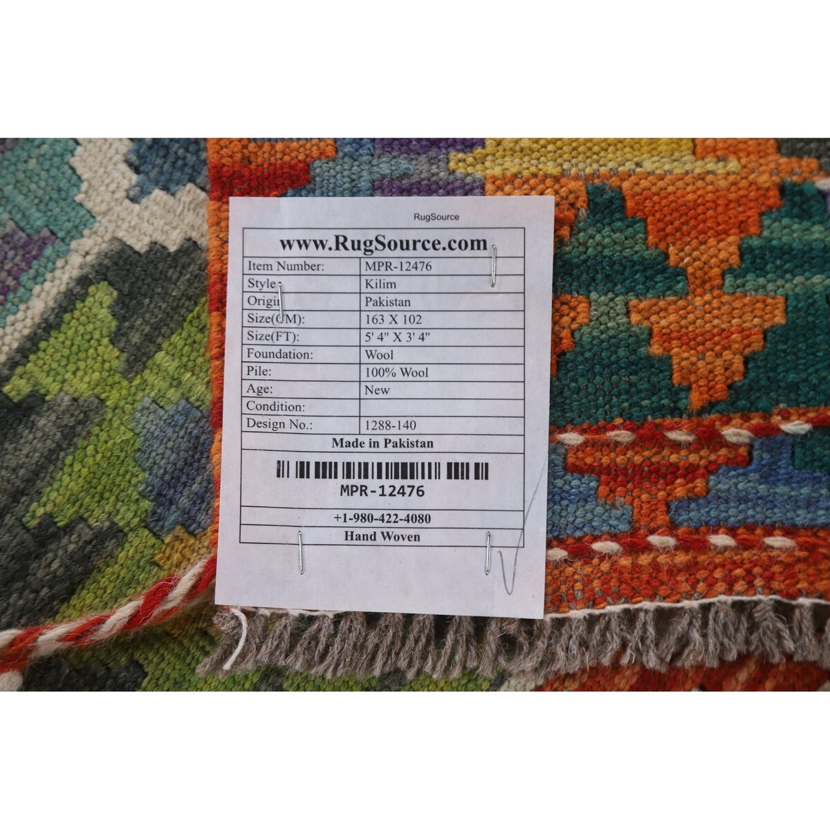 Reversible Kilim Rug Hand-Woven Wool Foyer Carpet - 3'4"x 5'4"