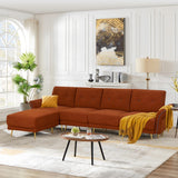 Sectional Sofa Sherpa Fabric Modular Sofa Couch 4 Seater with Ottoman