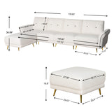 Sectional Sofa Sherpa Fabric Modular Sofa Couch 4 Seater with Ottoman