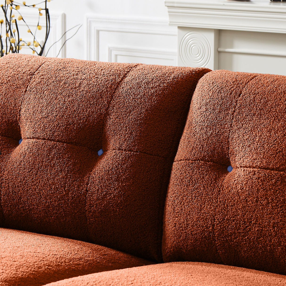 Sectional Sofa Sherpa Fabric Modular Sofa Couch 4 Seater with Ottoman