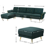 Sectional Sofa Sherpa Fabric Modular Sofa Couch 4 Seater with Ottoman