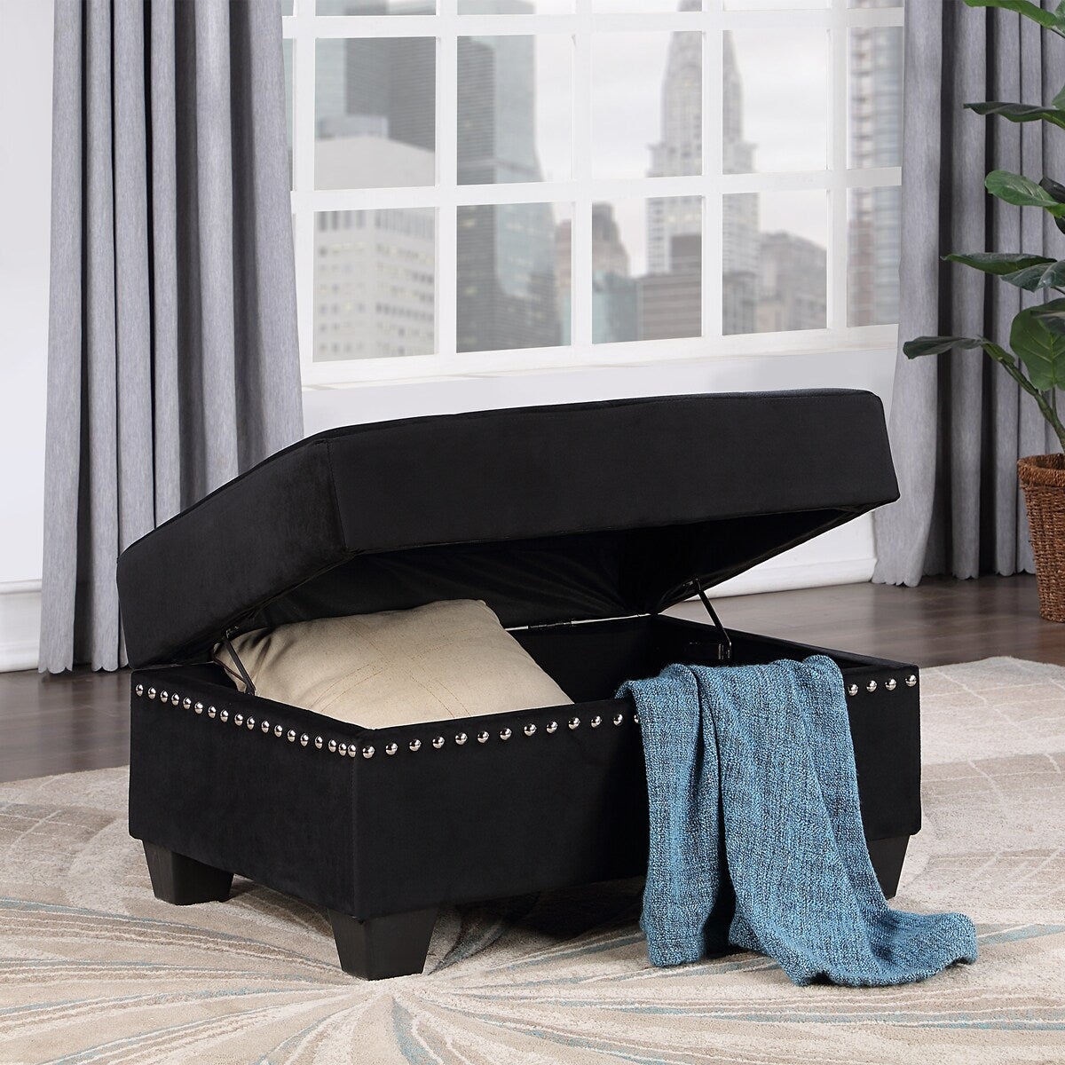 Reversible Sectional Sofa with Storage Ottoman