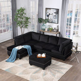 Reversible Sectional Sofa with Storage Ottoman