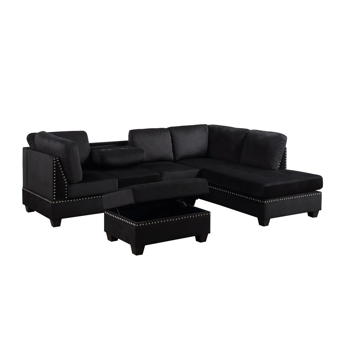 Reversible Sectional Sofa with Storage Ottoman