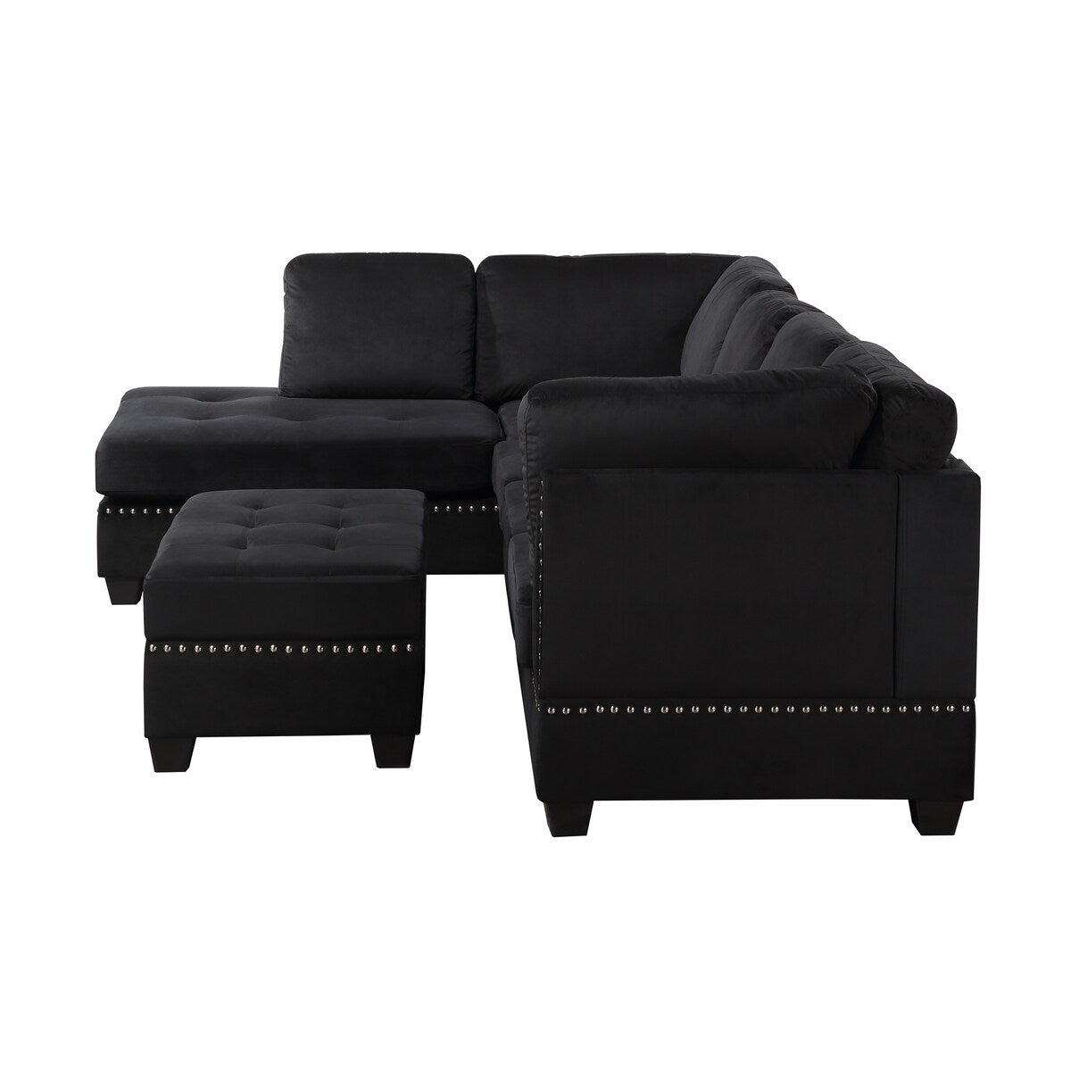 Reversible Sectional Sofa with Storage Ottoman