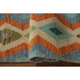 Reversible Southwestern Kilim Rug Hand-Woven Geometric Wool Carpet - 2'1"x 3'0"