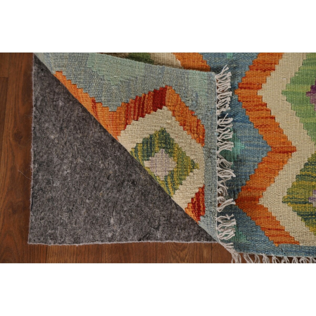 Reversible Southwestern Kilim Rug Hand-Woven Geometric Wool Carpet - 2'1"x 3'0"