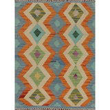 Reversible Southwestern Kilim Rug Hand-Woven Geometric Wool Carpet - 2'1"x 3'0"