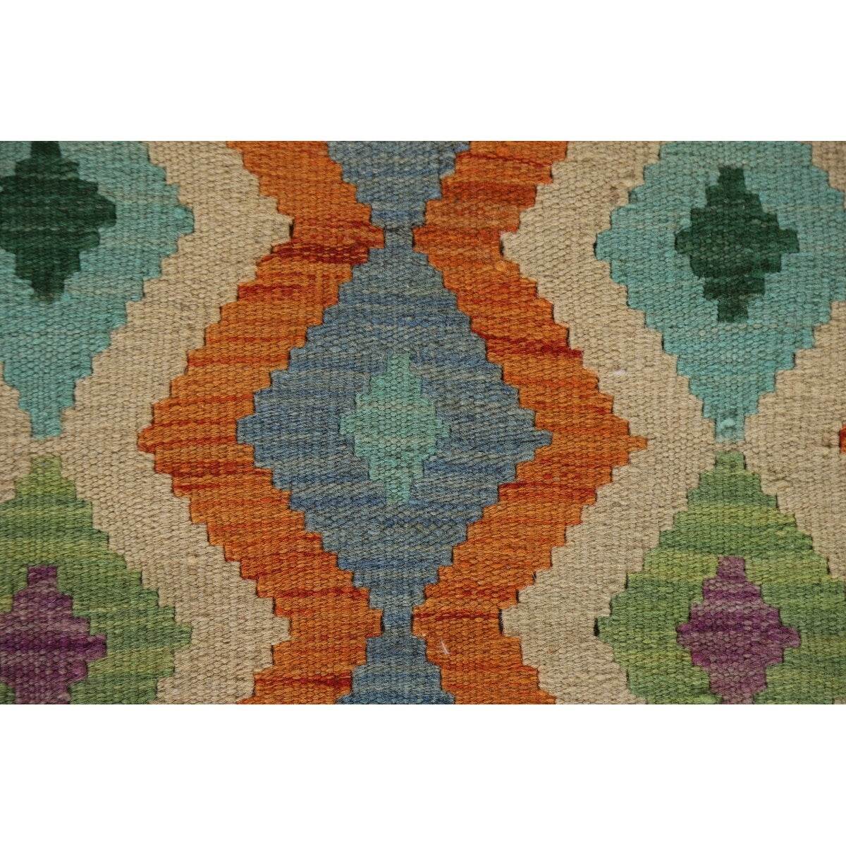 Reversible Southwestern Kilim Rug Hand-Woven Geometric Wool Carpet - 2'1"x 3'0"