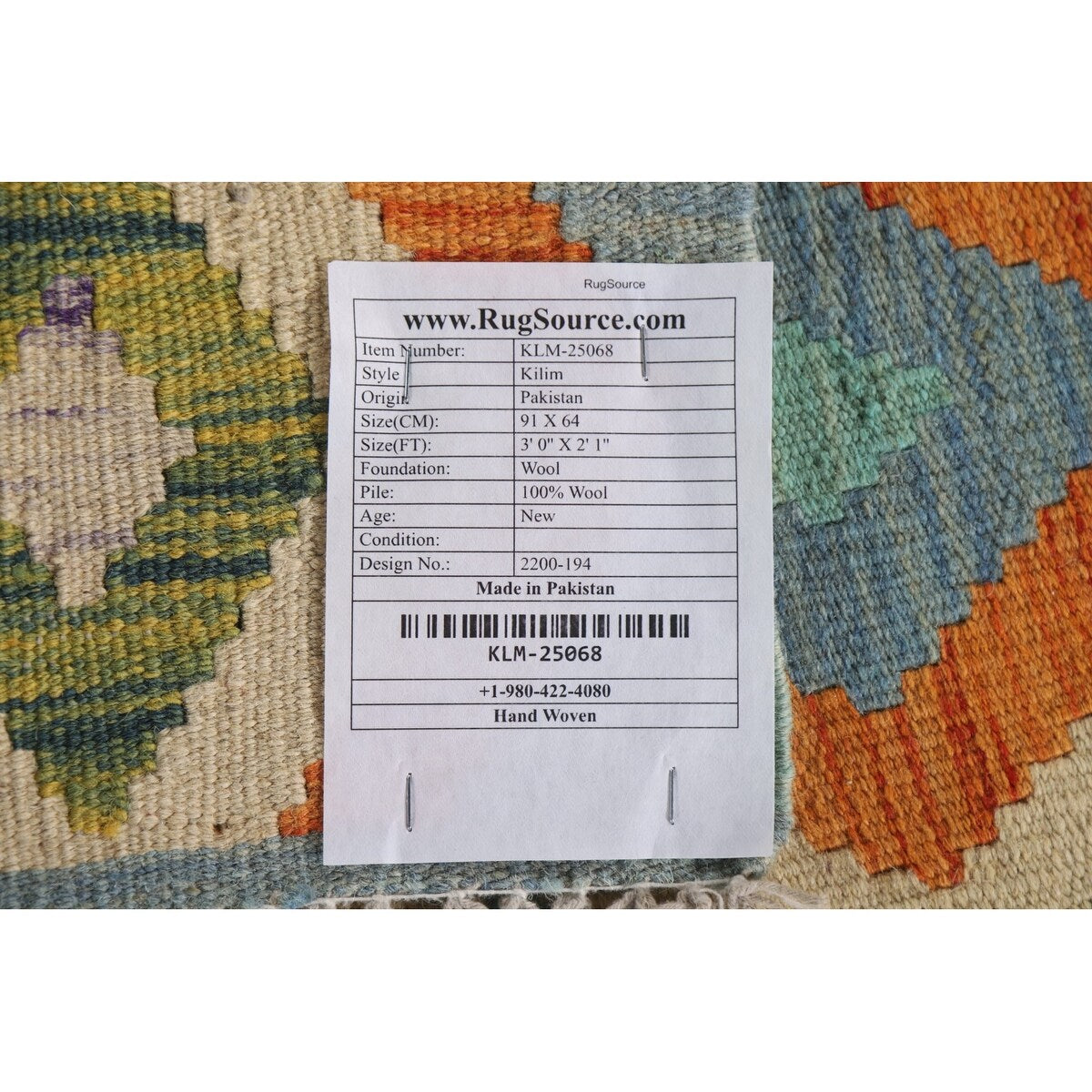 Reversible Southwestern Kilim Rug Hand-Woven Geometric Wool Carpet - 2'1"x 3'0"