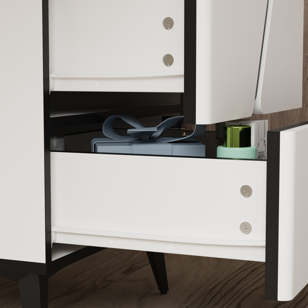 Reversible Vanity Desk w/Lighted Mirror Vanity Table Makeup Vanity