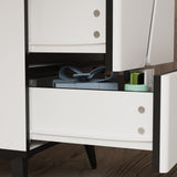 Reversible Vanity Desk w/Lighted Mirror Vanity Table Makeup Vanity