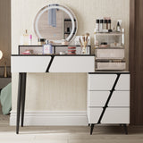 Reversible Vanity Desk w/Lighted Mirror Vanity Table Makeup Vanity