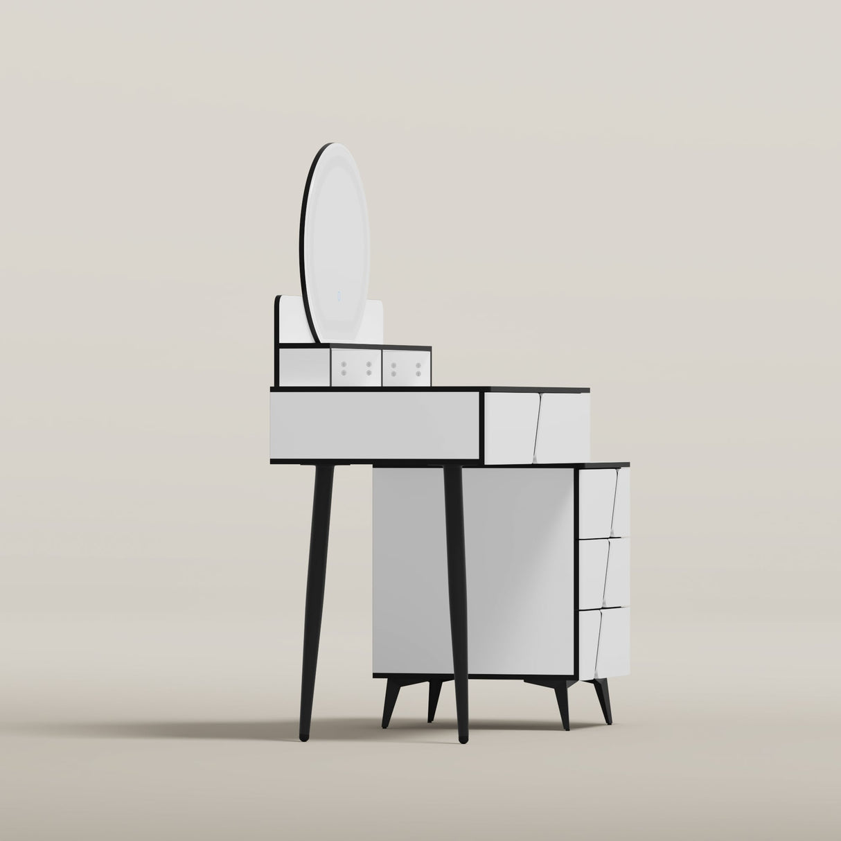 Reversible Vanity Desk w/Lighted Mirror Vanity Table Makeup Vanity