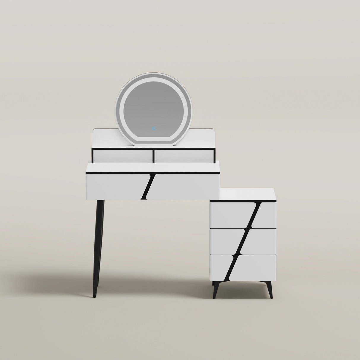 Reversible Vanity Desk w/Lighted Mirror Vanity Table Makeup Vanity