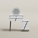 Reversible Vanity Desk w/Lighted Mirror Vanity Table Makeup Vanity