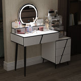 Reversible Vanity Desk w/Lighted Mirror Vanity Table Makeup Vanity
