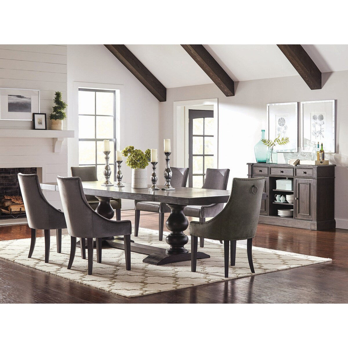 Rexford Grey and Charcoal Upholstered Chairs (Set of 6)