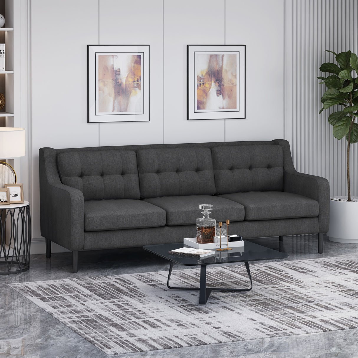 Reynard Tufted Fabric Sofa by Christopher Knight Home