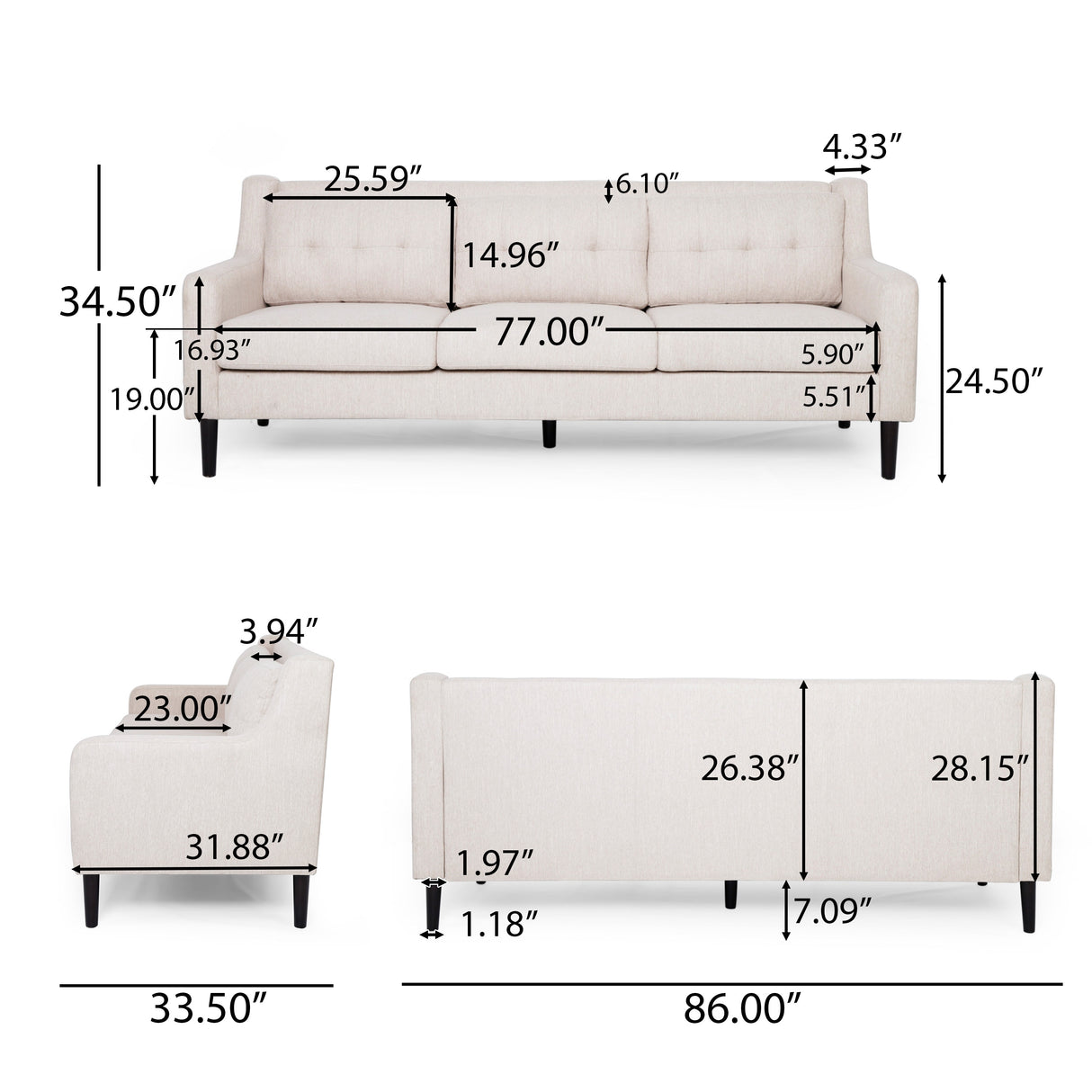 Reynard Tufted Fabric Sofa by Christopher Knight Home