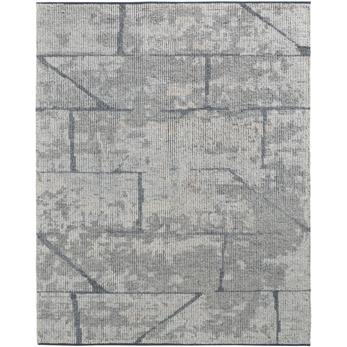 Rheed Minimalist Eyelash Wool Rug, Light Gray/Brown, Area Rug