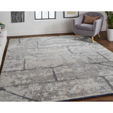 Rheed Minimalist Eyelash Wool Rug, Light Gray/Brown, Area Rug