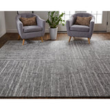 Rheed Minimalist Eyelash Wool Rug, Silver Gray/Ivory, Accent Rug