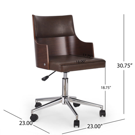 Rhine Indoor Upholstered Swivel Office Chair by Christopher Knight Home
