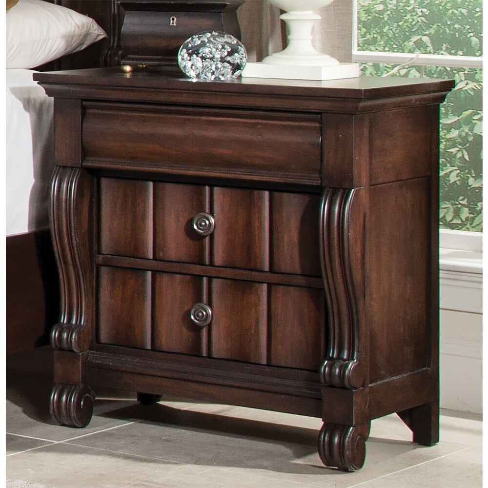 Greyson Living Rhodes Walnut Finish Traditional 3-drawer Nightstand