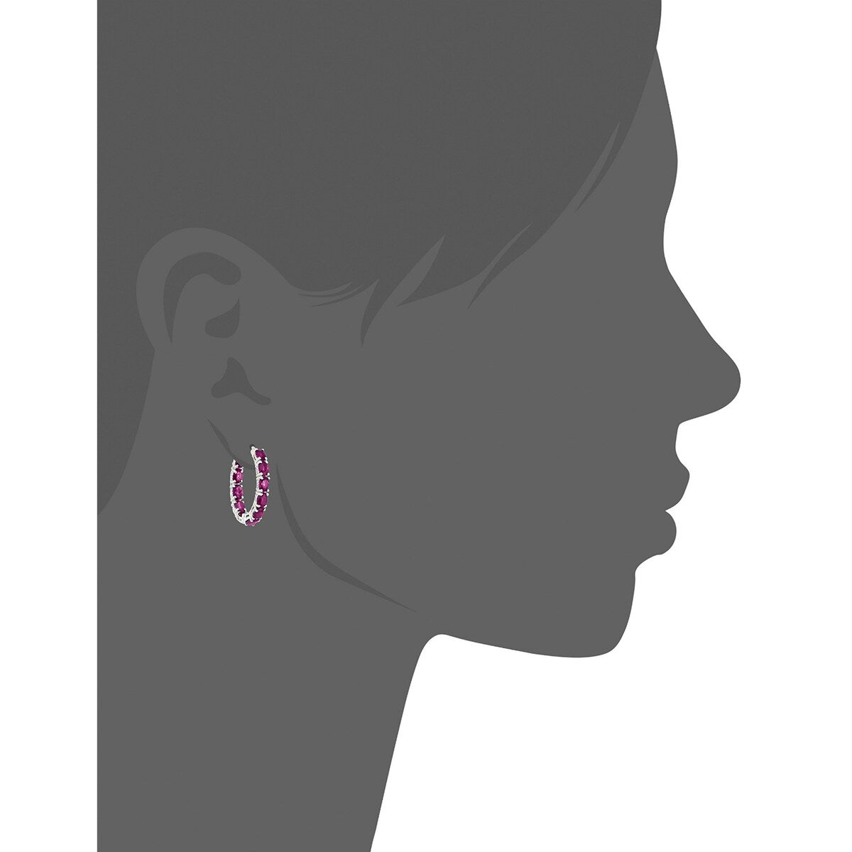 Rhodium Over Sterling Silver Rhodolite Garnet Hoops Earrings