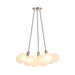 Rhys 24" 3-Light Mid-Century Glam Frosted Glass Orb LED Chandelier, White/Brushed Nickel, by JONATHAN Y