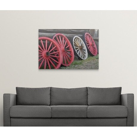 Richard Cummins Premium Thick-Wrap Canvas entitled Wheels, Butte, Montana, USA
