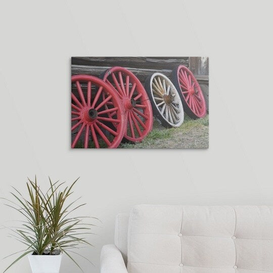 Richard Cummins Premium Thick-Wrap Canvas entitled Wheels, Butte, Montana, USA