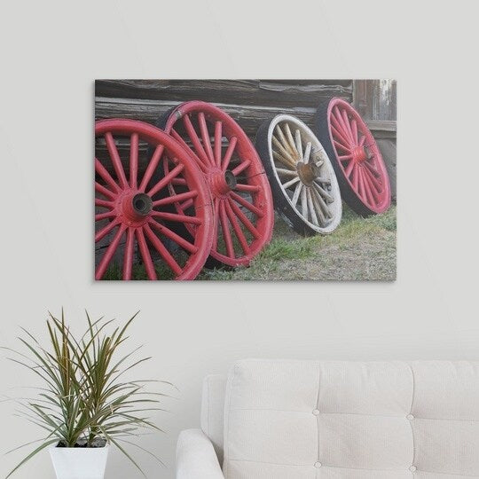 Richard Cummins Premium Thick-Wrap Canvas entitled Wheels, Butte, Montana, USA