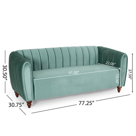 Richland Velvet Glam Channel Stitch 3-seat Sofa by Christopher Knight Home