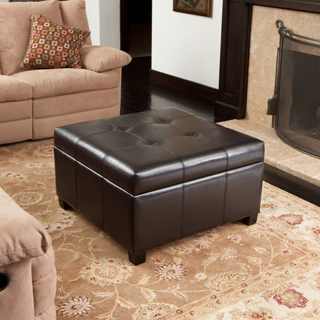 Richmond Espresso Bonded Leather Storage Ottoman by Christopher Knight Home